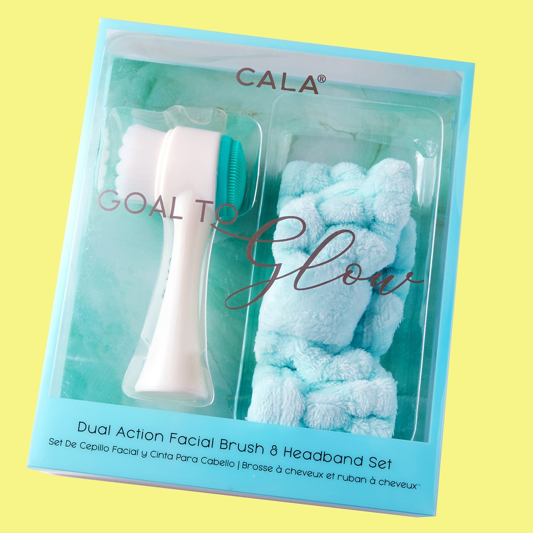 Goal to Glow Dual Action Facial Brush & Headband Set: Rose Gold