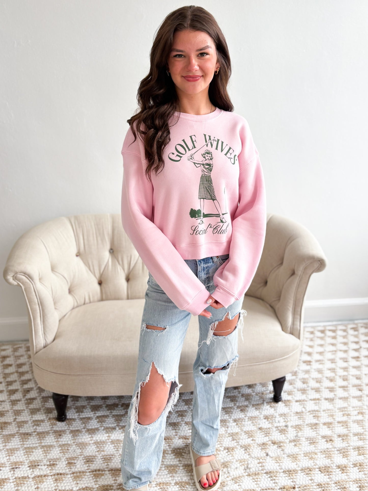 Golf Wives Social Club Sweatshirt - Baby Pink