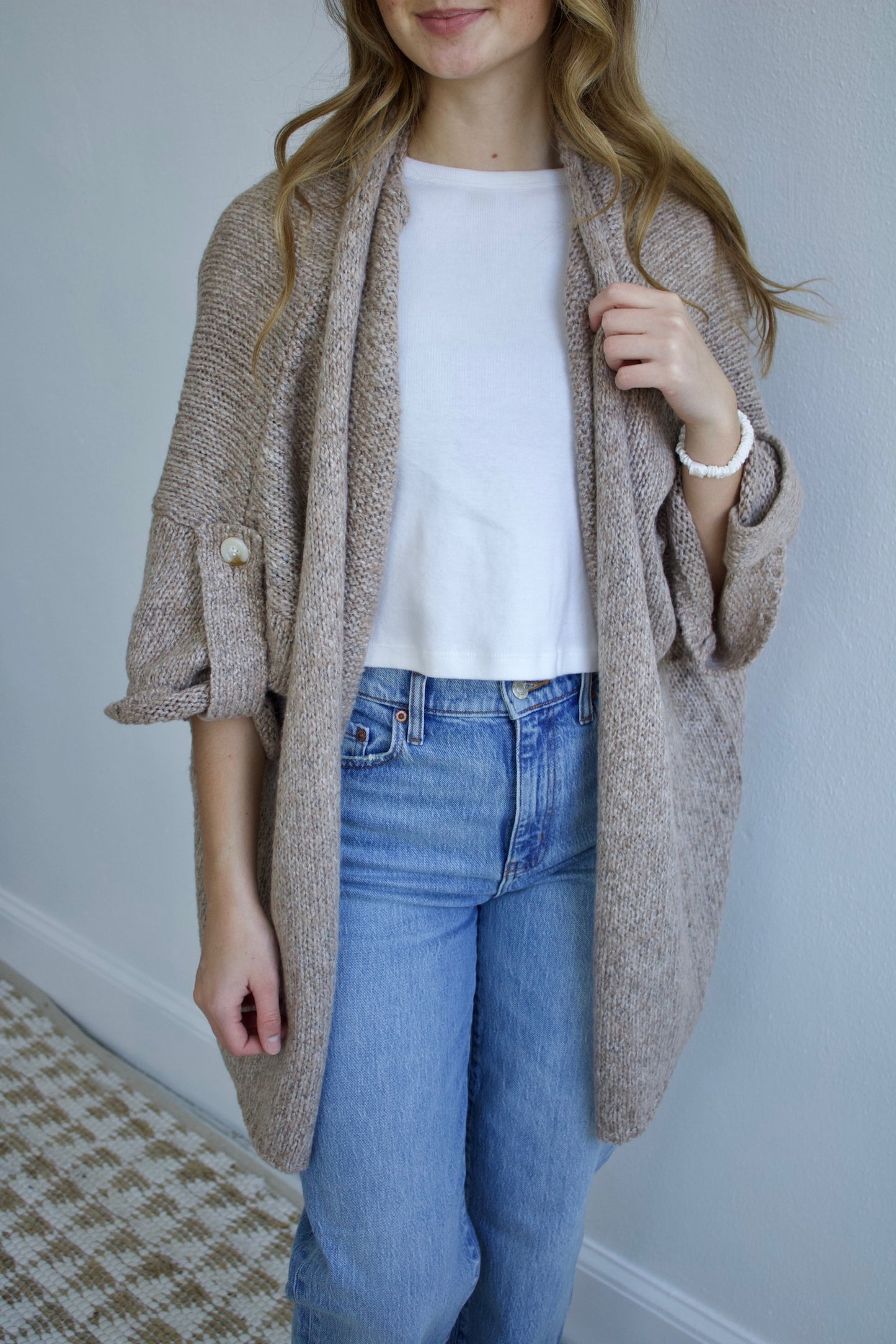 Knit Quarter Sleeve Cardigan