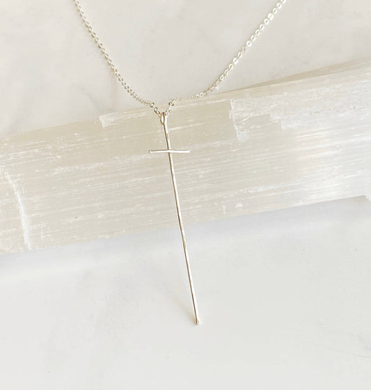 Modern Cross Necklace - Sterling Silver