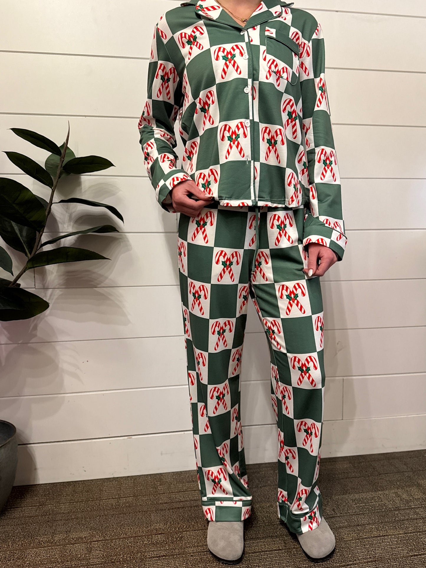 Holly Jolly Check PJ Set - Green