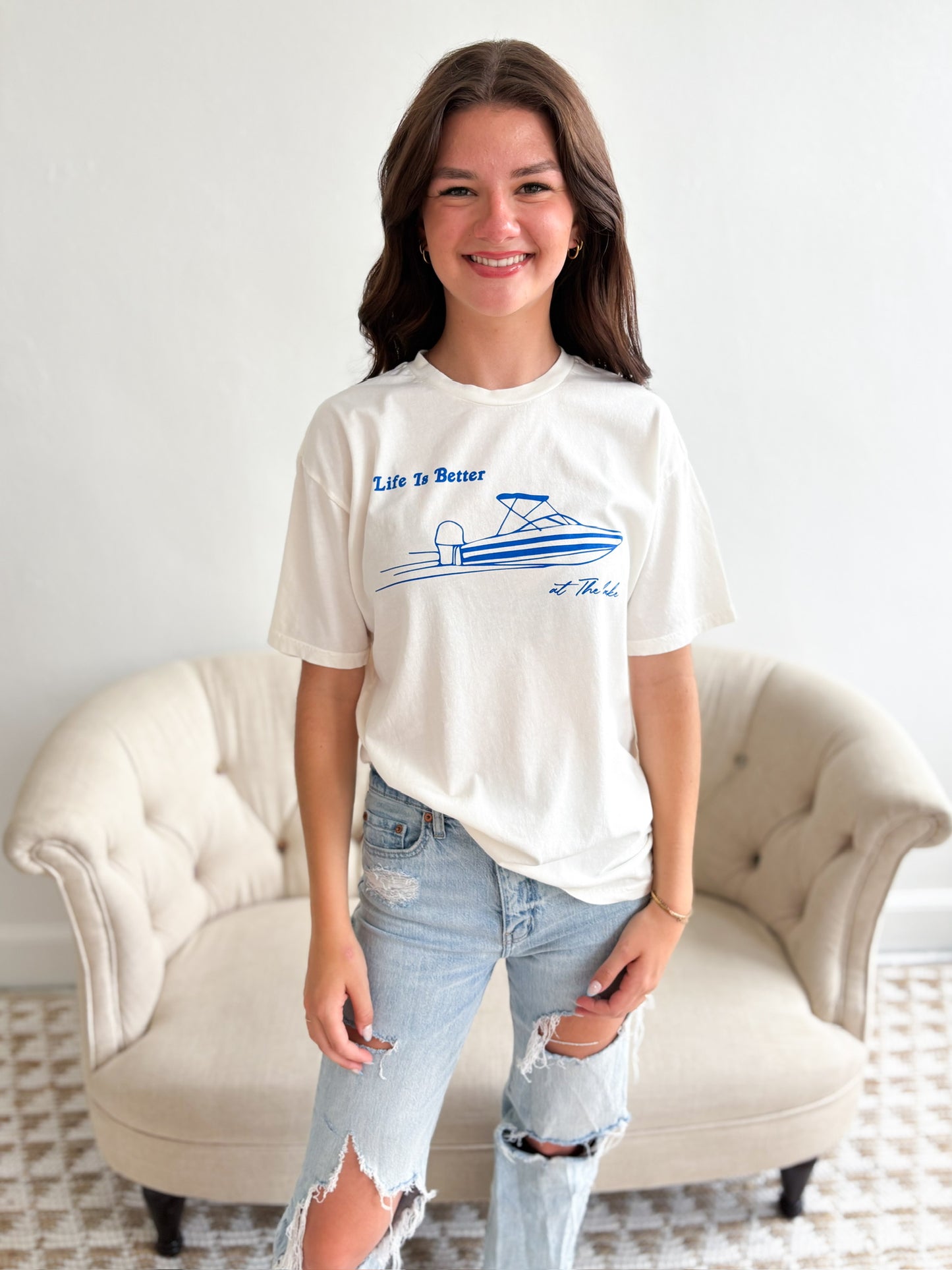 Life Is Better At The Lake Graphic Top - Cream