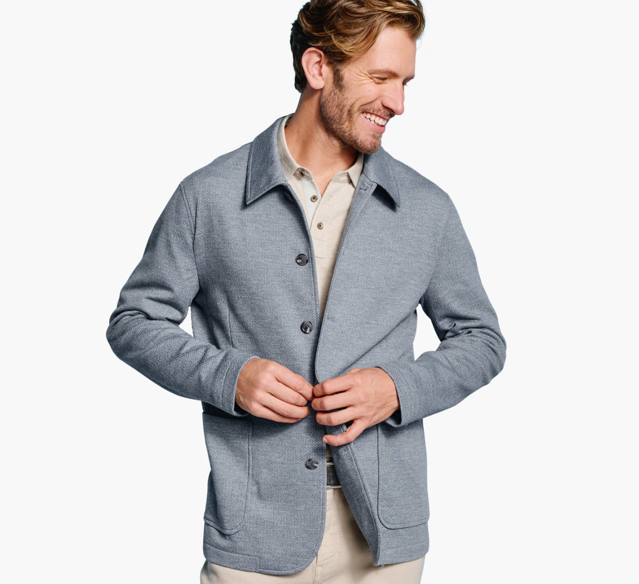 XC FLEX KNIT FULL BUTTON BLAZER - Blue