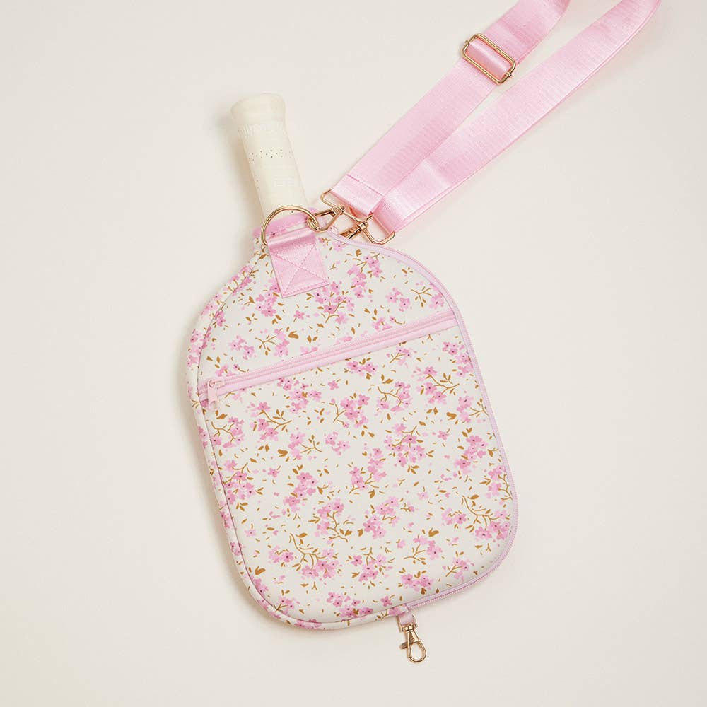 Floral Neoprene Pickleball Paddle Bag - Pink