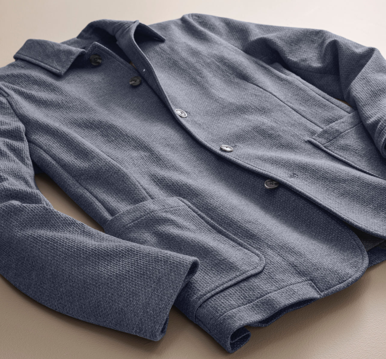 XC FLEX KNIT FULL BUTTON BLAZER - Blue