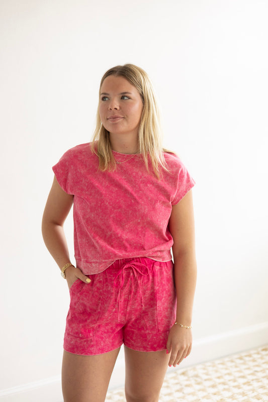 Rose Mineral Wash Short Set
