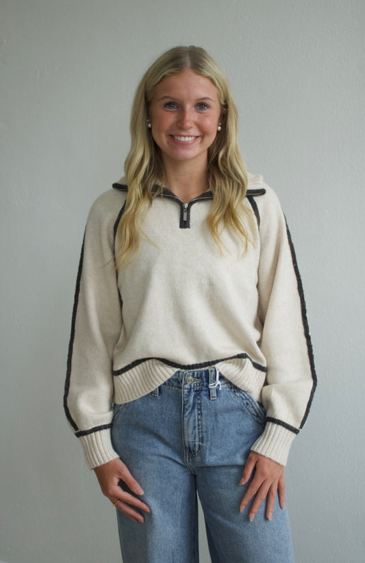 Alps Half Zip Sweater - Lt Oatmeal