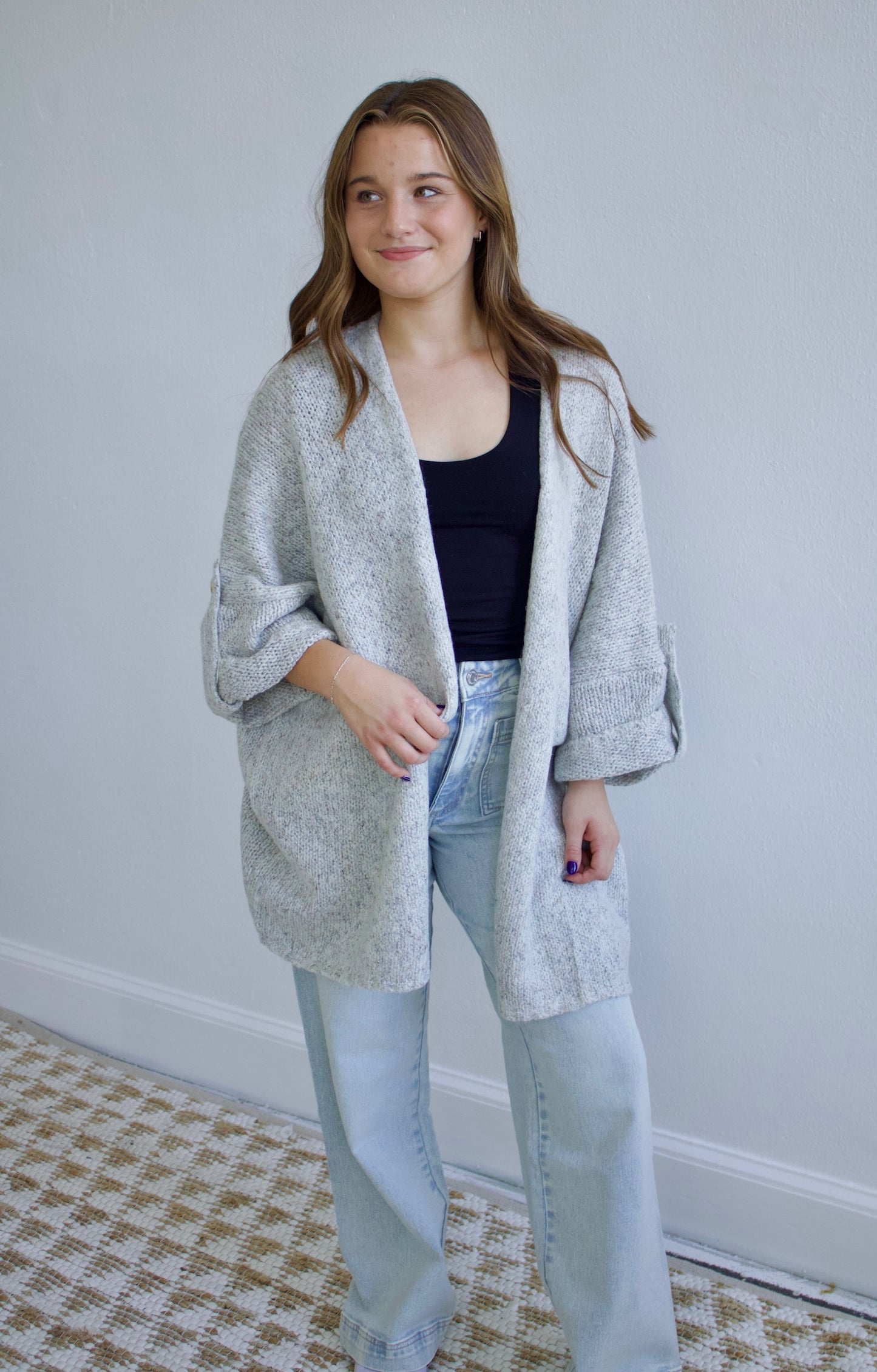 Knit Quarter Sleeve Cardigan