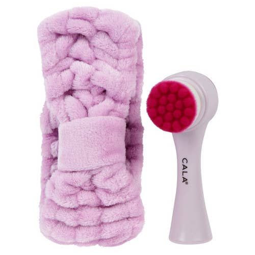 Goal to Glow Dual Action Facial Brush & Headband Set: Rose Gold