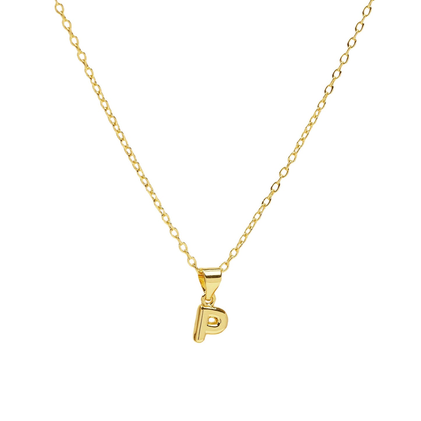 Initial Mini Balloon Bubble 18K Gold Necklace: N