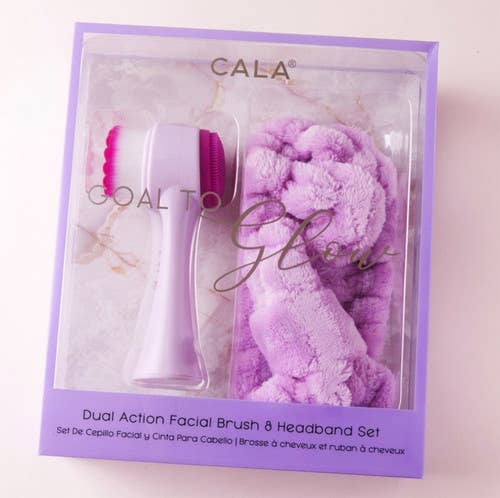 Goal to Glow Dual Action Facial Brush & Headband Set: Rose Gold