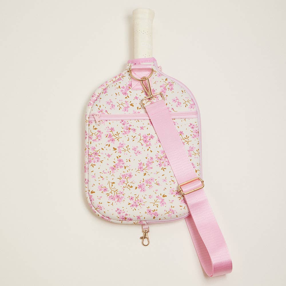 Floral Neoprene Pickleball Paddle Bag - Pink
