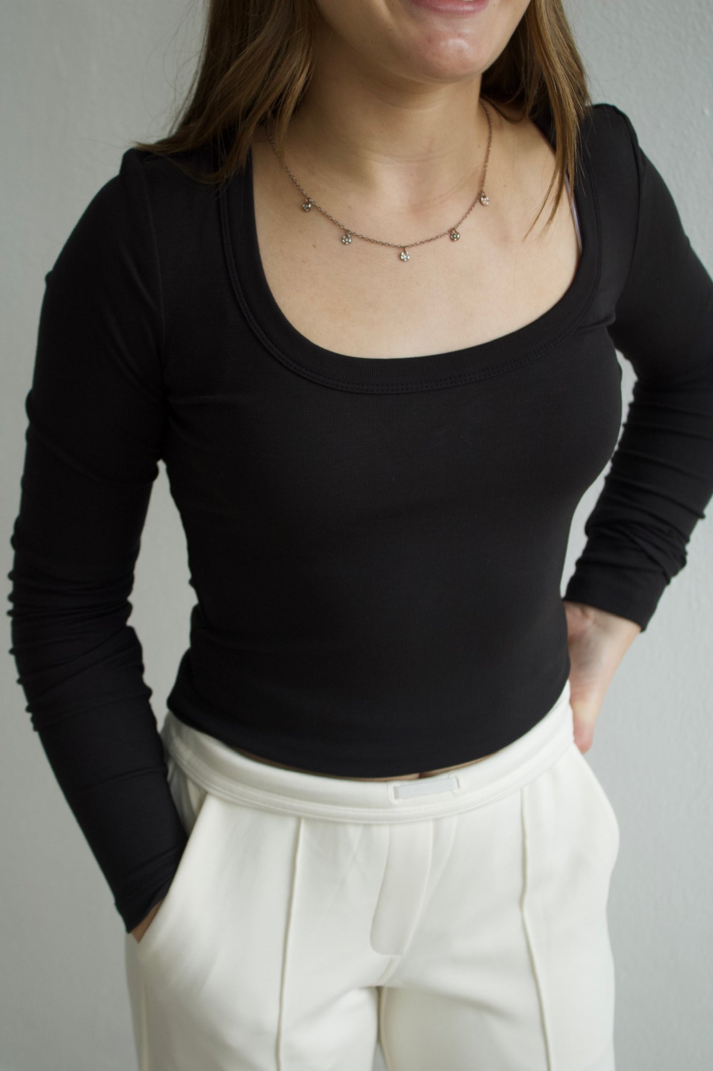 Second Skin Scoop Neck Top - Black