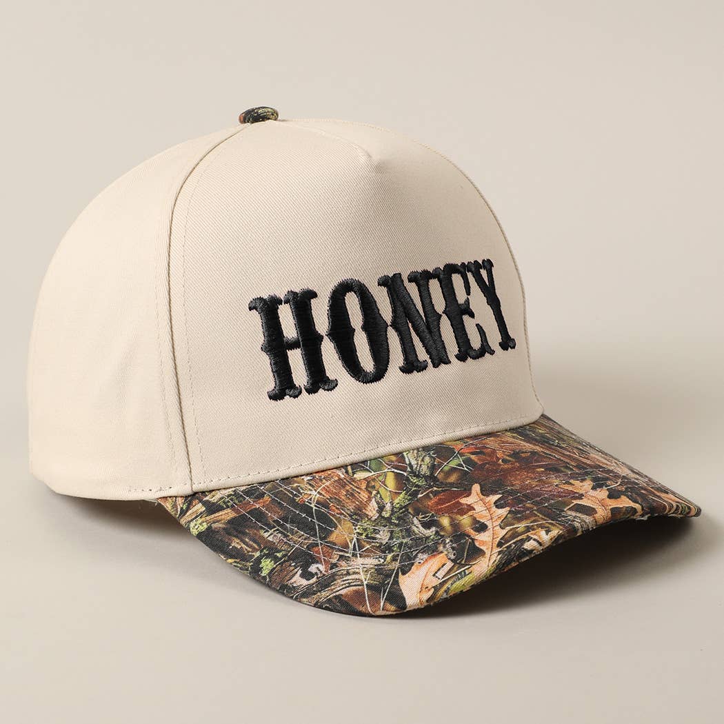 Honey Lettering Camo Two-Tone Cap