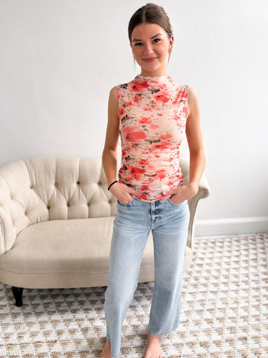 Paisley Mesh Floral Tank Top