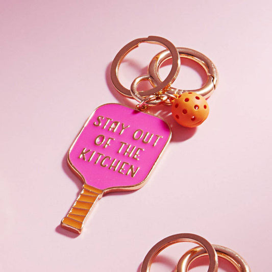 STAY OUT OF THE KITCHEN Pickleball Bag Charm - Hot Pink