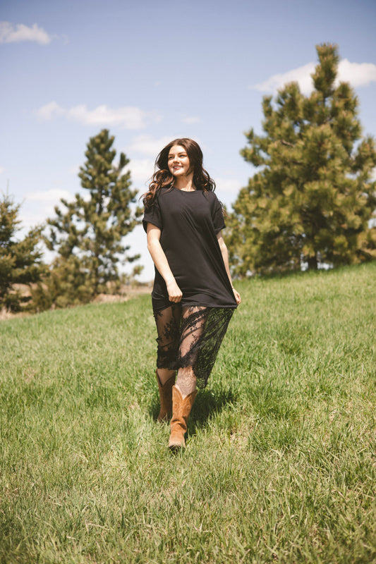 Black Floral Lace Maxi Dress