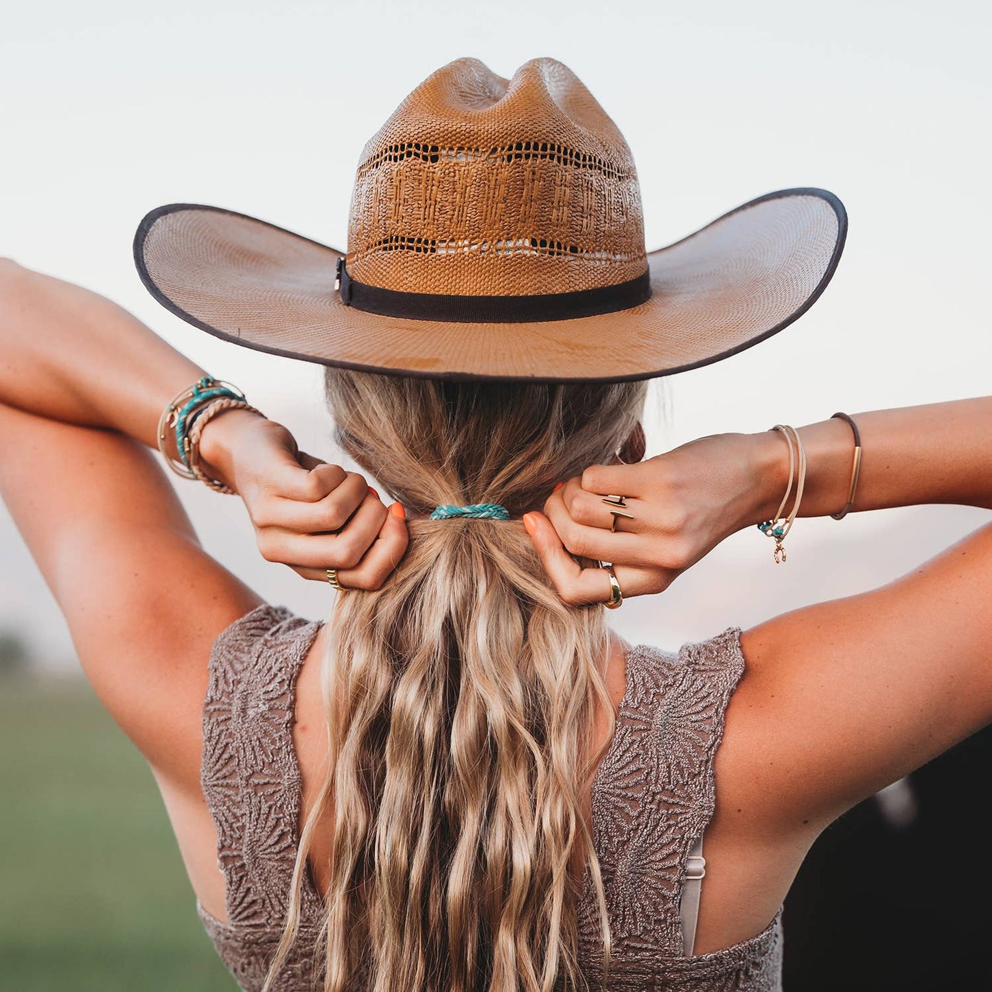 "Stride" Turquoise Cowgirl Boot Hair Tie Bracelets