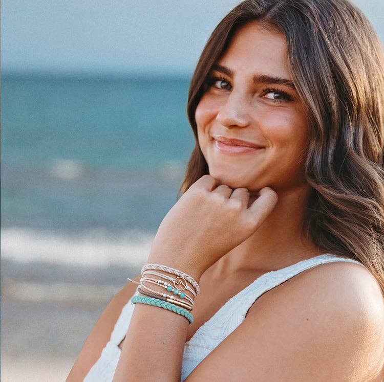 "Reflect" Gold Wave with Beachy Neutrals Hair Tie Bracelets - Medium
