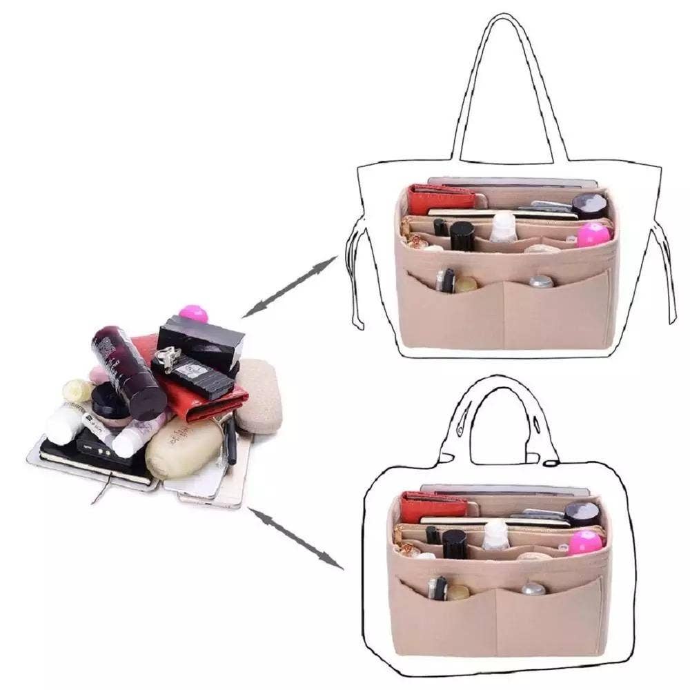 Handbag organizer,Felt Insert Purse Organizer Bag in Bag 10 Pockets  Structure In Handbag Shaper with Handle (beige) : Amazon.in: Bags, Wallets  and Luggage