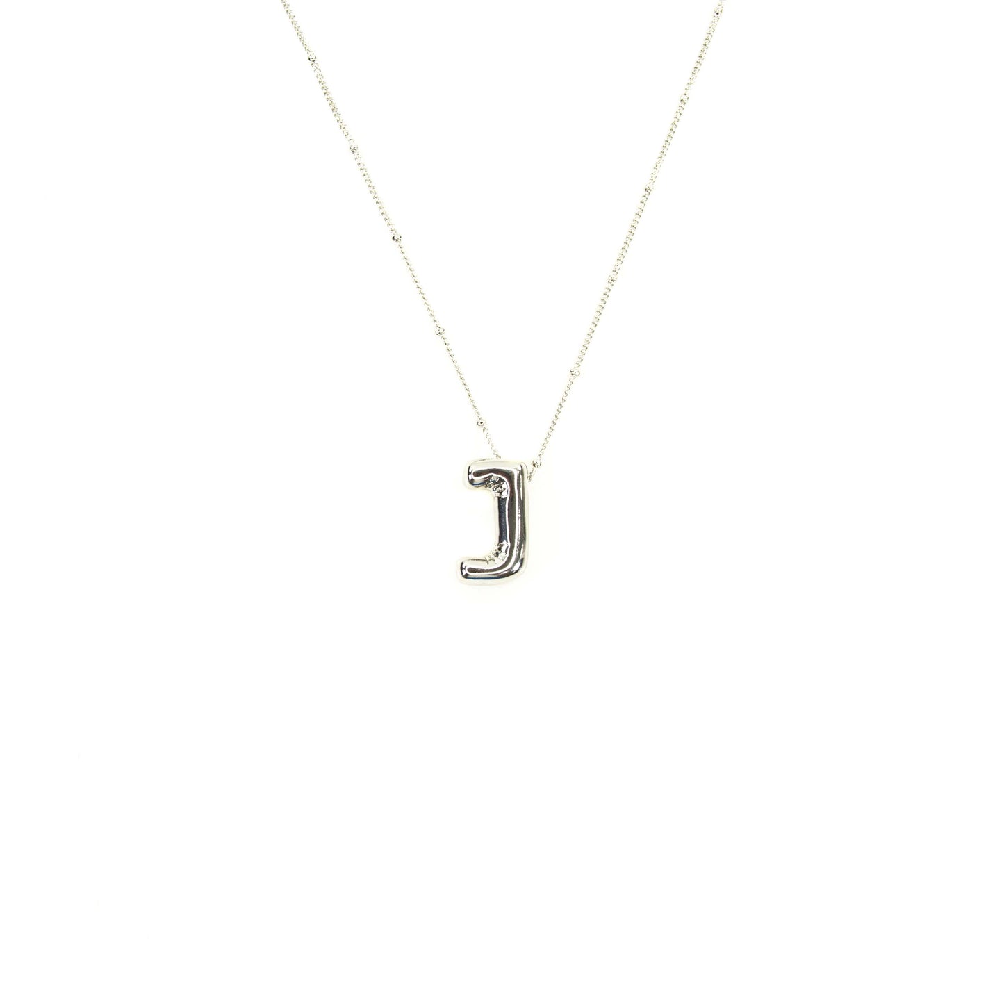 Initial Balloon Bubble Silver Necklace: N