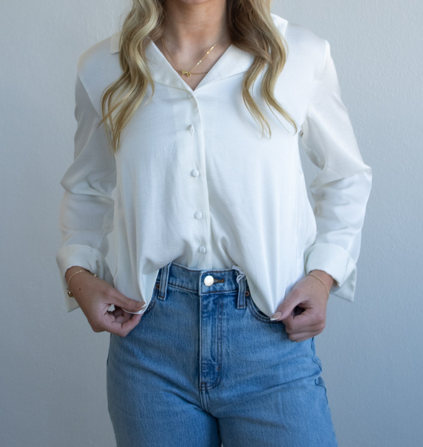 Ana Satin Top - Cloud