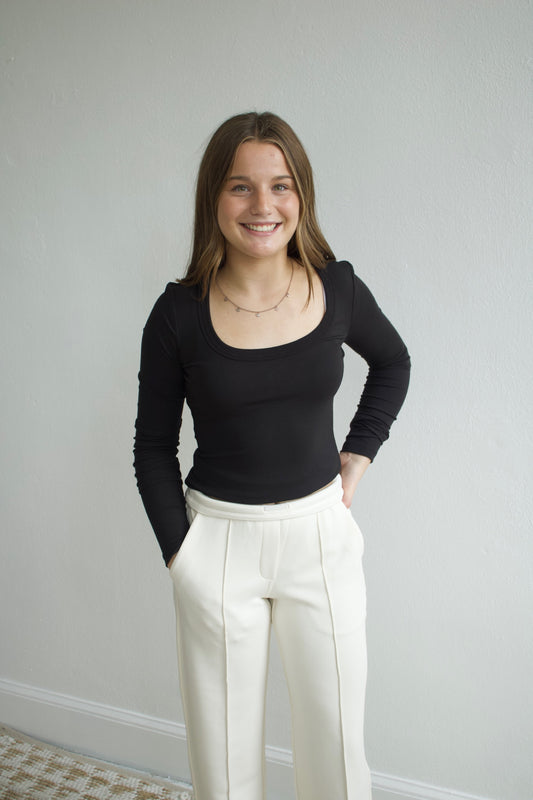 Second Skin Scoop Neck Top - Black