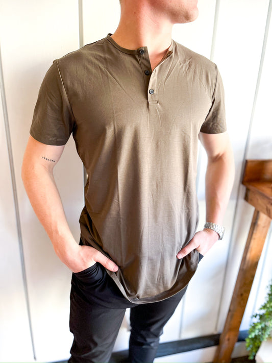 AO Henley Curve-Hem - Shadow