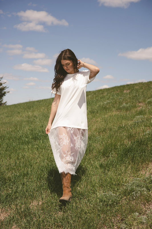 White Floral Lace Maxi Dress