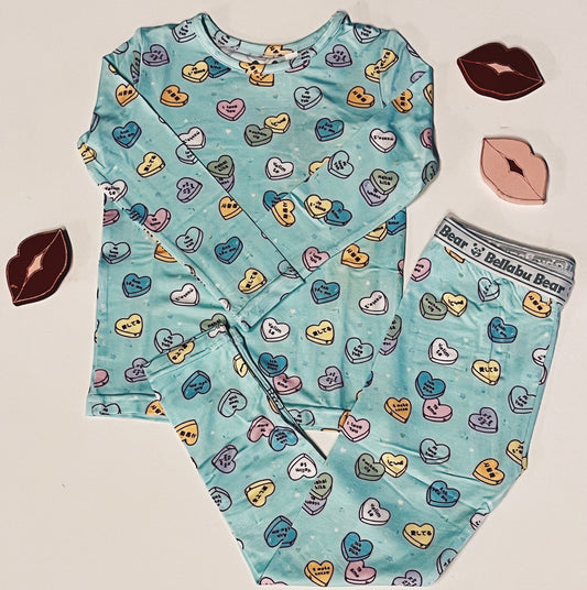 Candy Hearts Pajamas-Blue