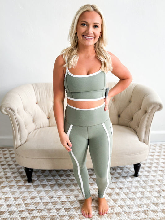 Spacedye New Moves HW Midi Legging - Sage/White