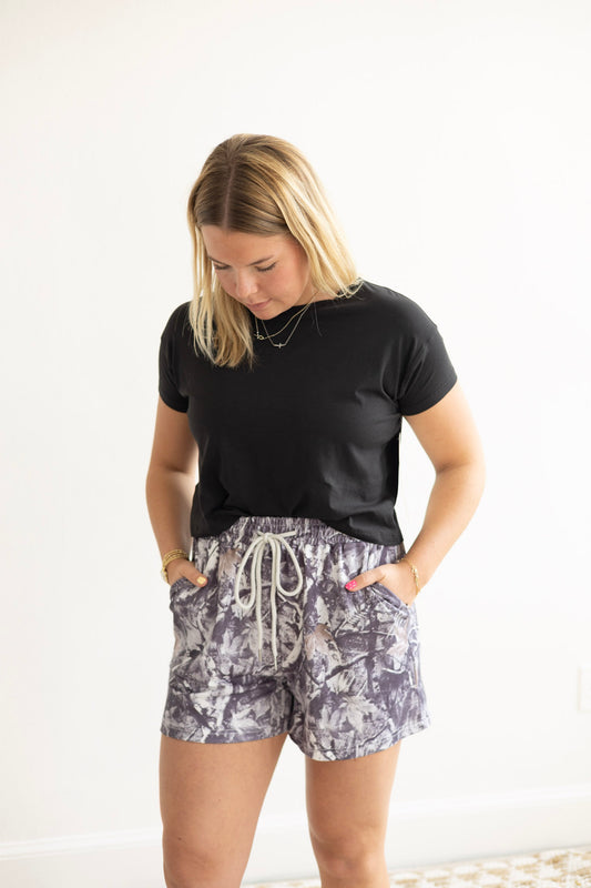Gray Abstract Maple Leaf Shorts