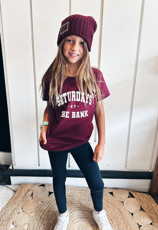 Saturdays At The Bank Youth Tee - Maroon