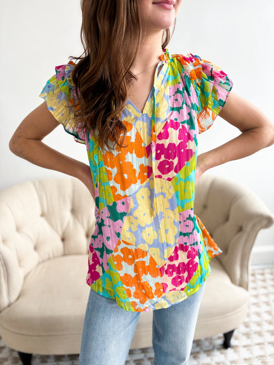 Callie Leopard Flutter Sleeve Top