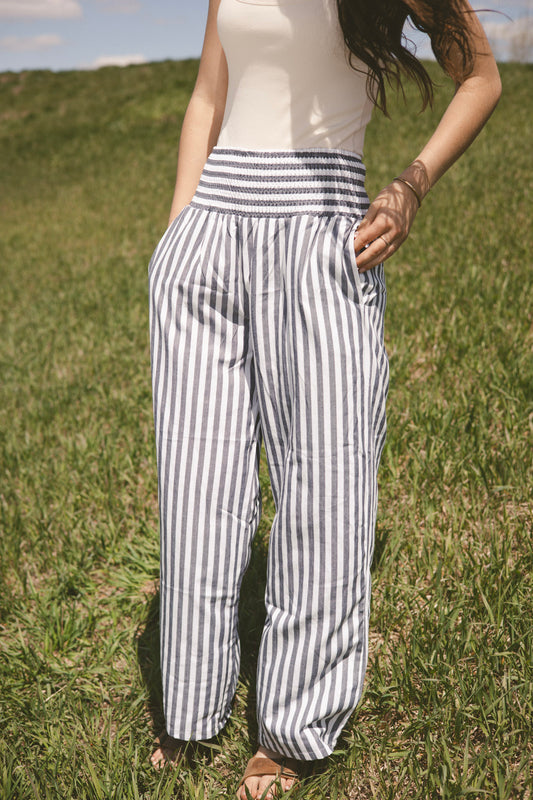 Black Stripe HW Flowy Pants