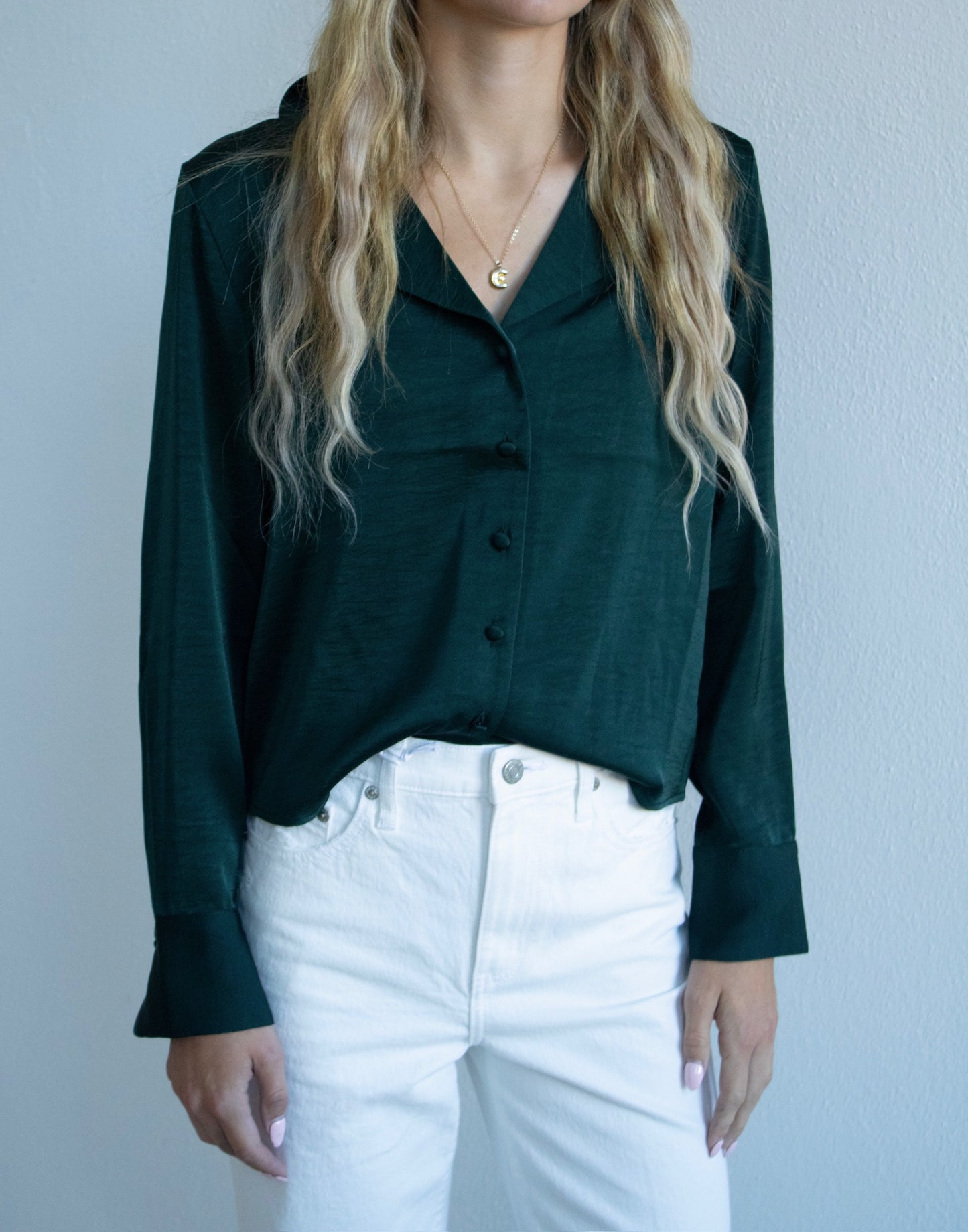 Ana Satin Top - Garland Green