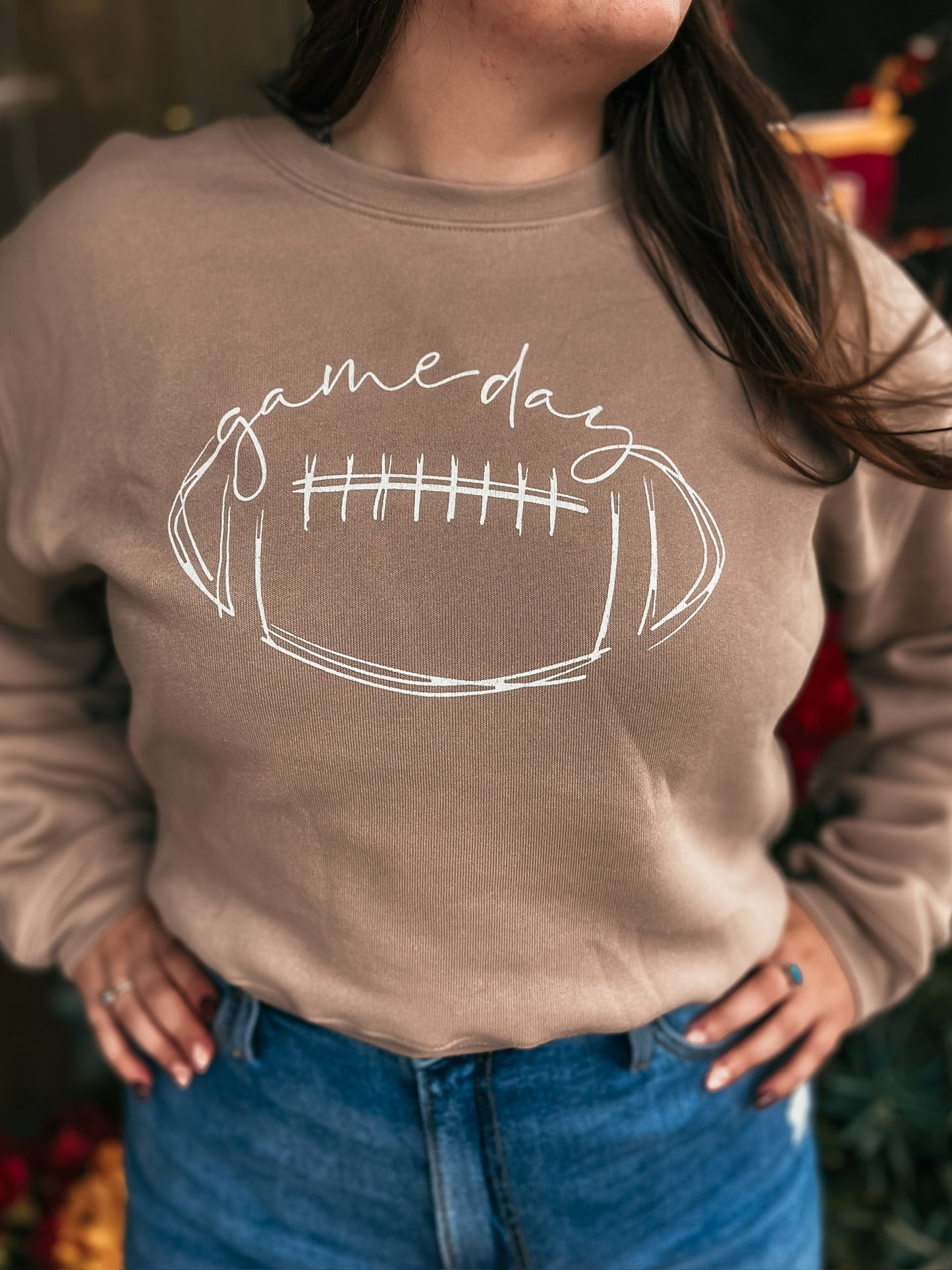 Football Game Day Sweater-Tan