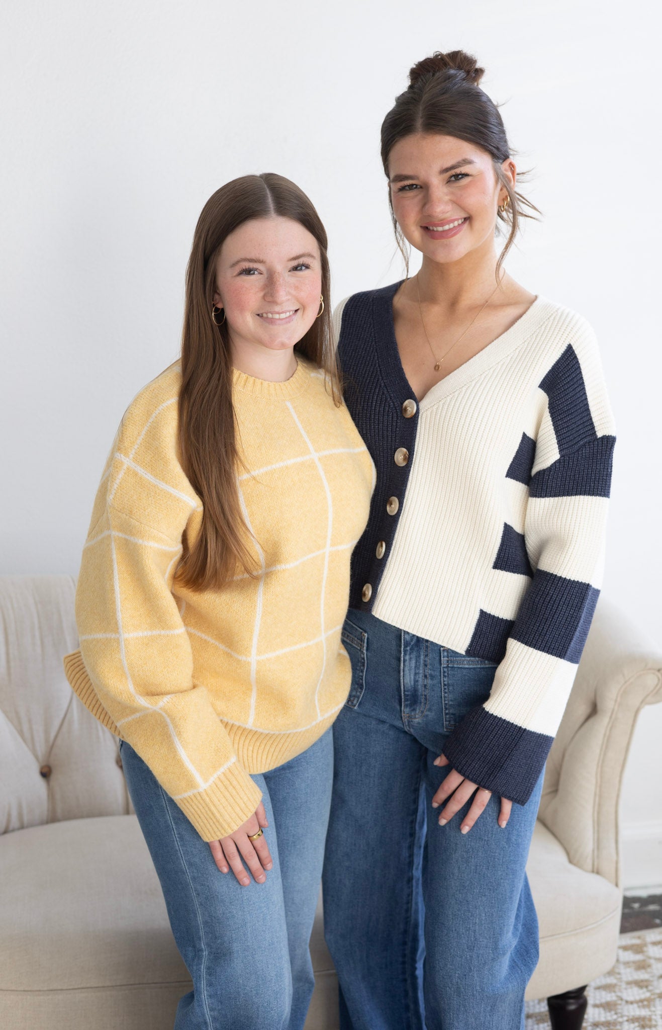 Navy & Ivory Color Block Cardigan