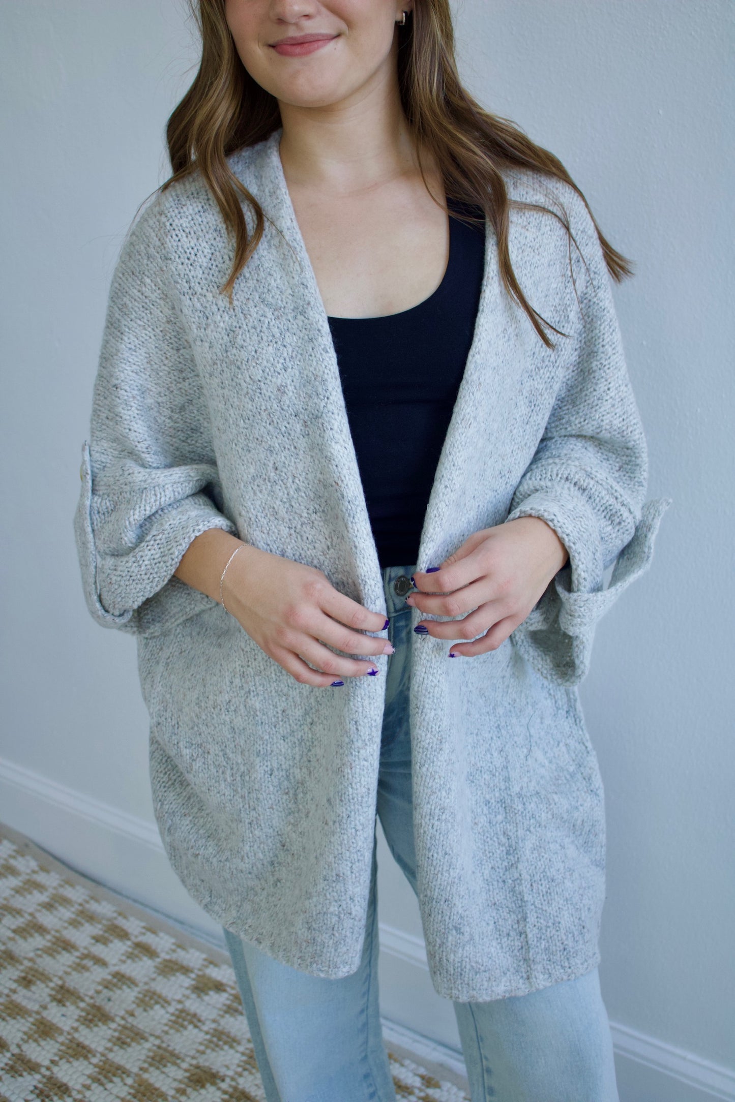 Knit Quarter Sleeve Cardigan