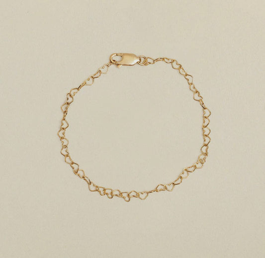 Heart Chain Bracelet - Gold Filled