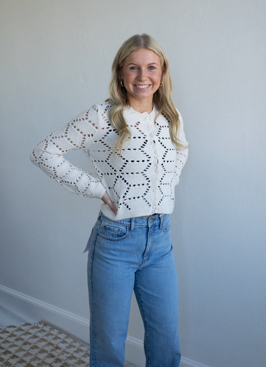 Rosalyn Sweater Cardigan - Crystal