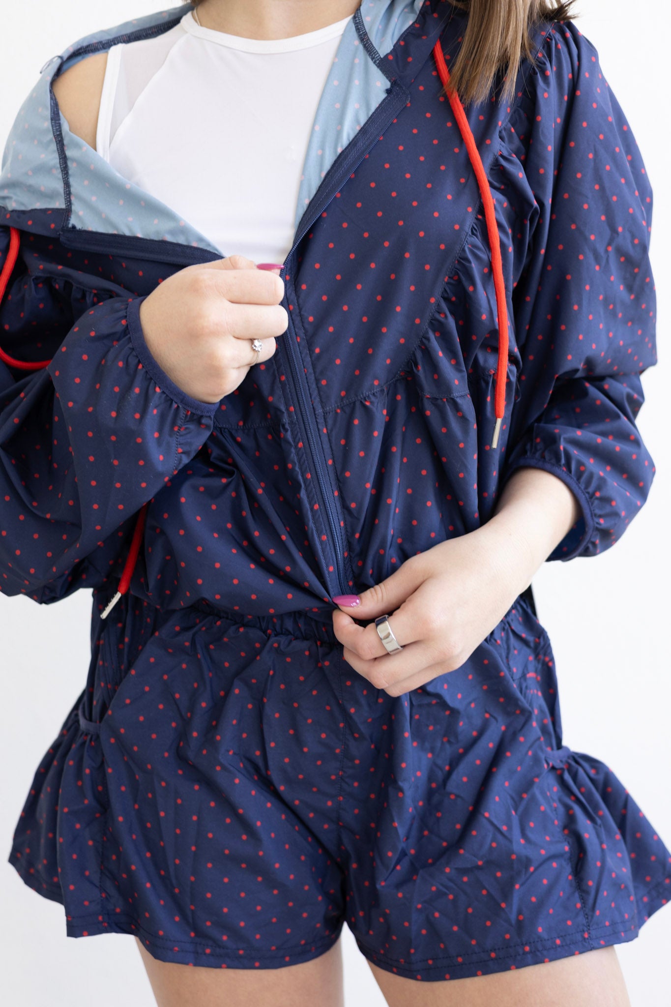 Navy Polka Dot Lightweight Jacket