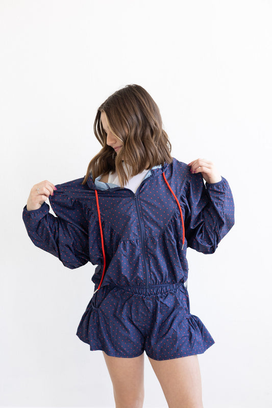 Navy Polka Dot Lightweight Jacket