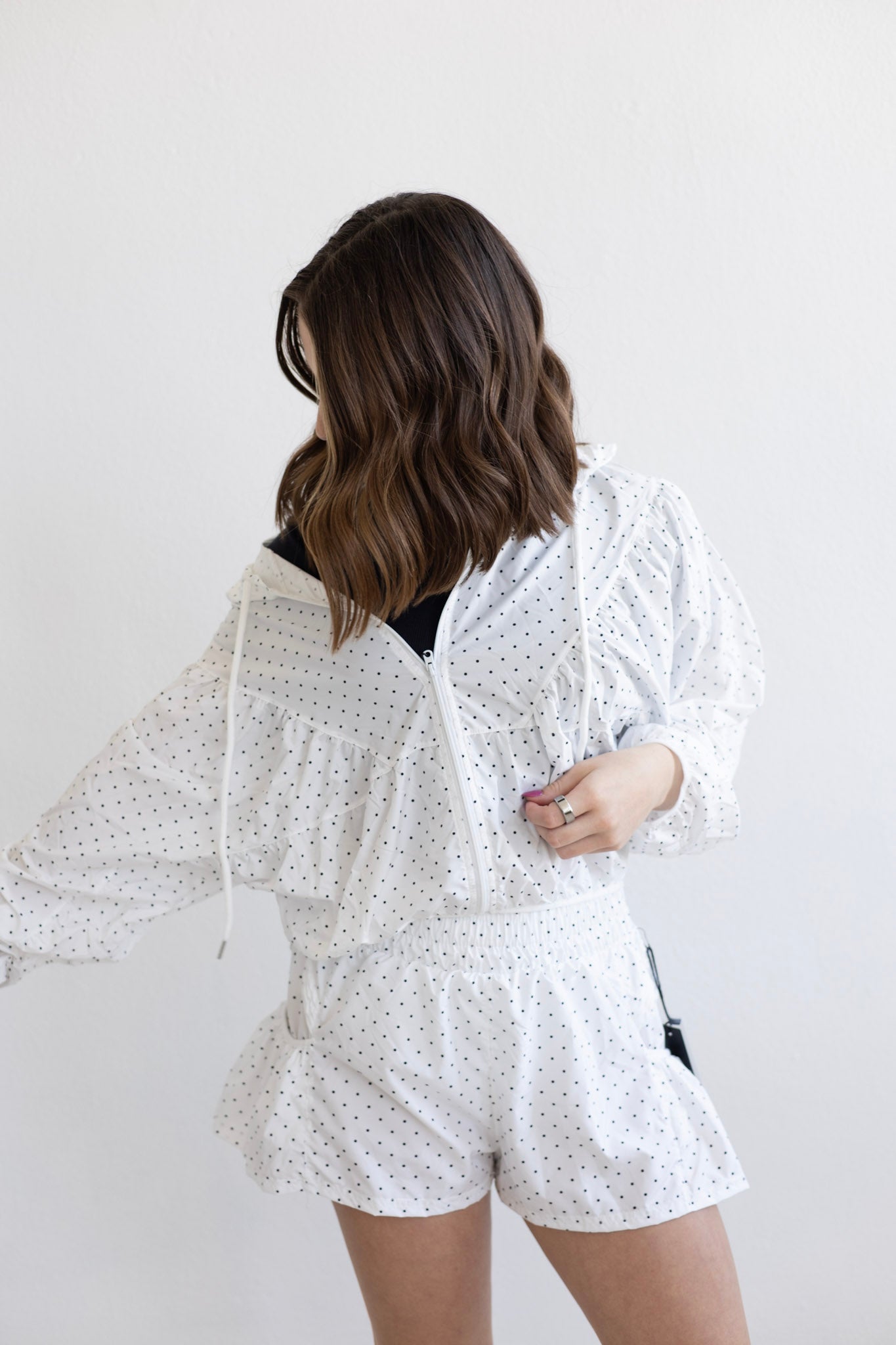 White Polka Dot Lightweight Jacket