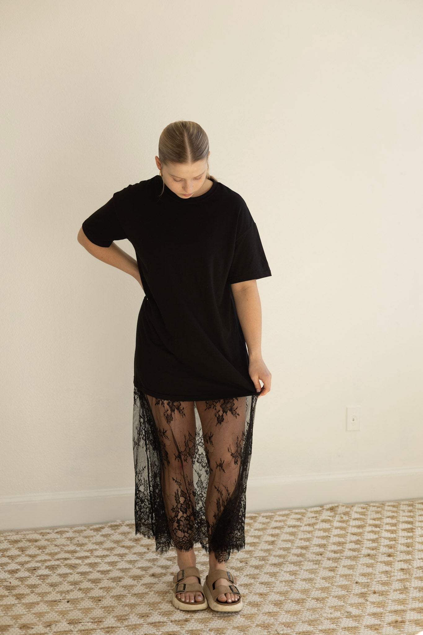 Black Floral Lace Maxi Dress