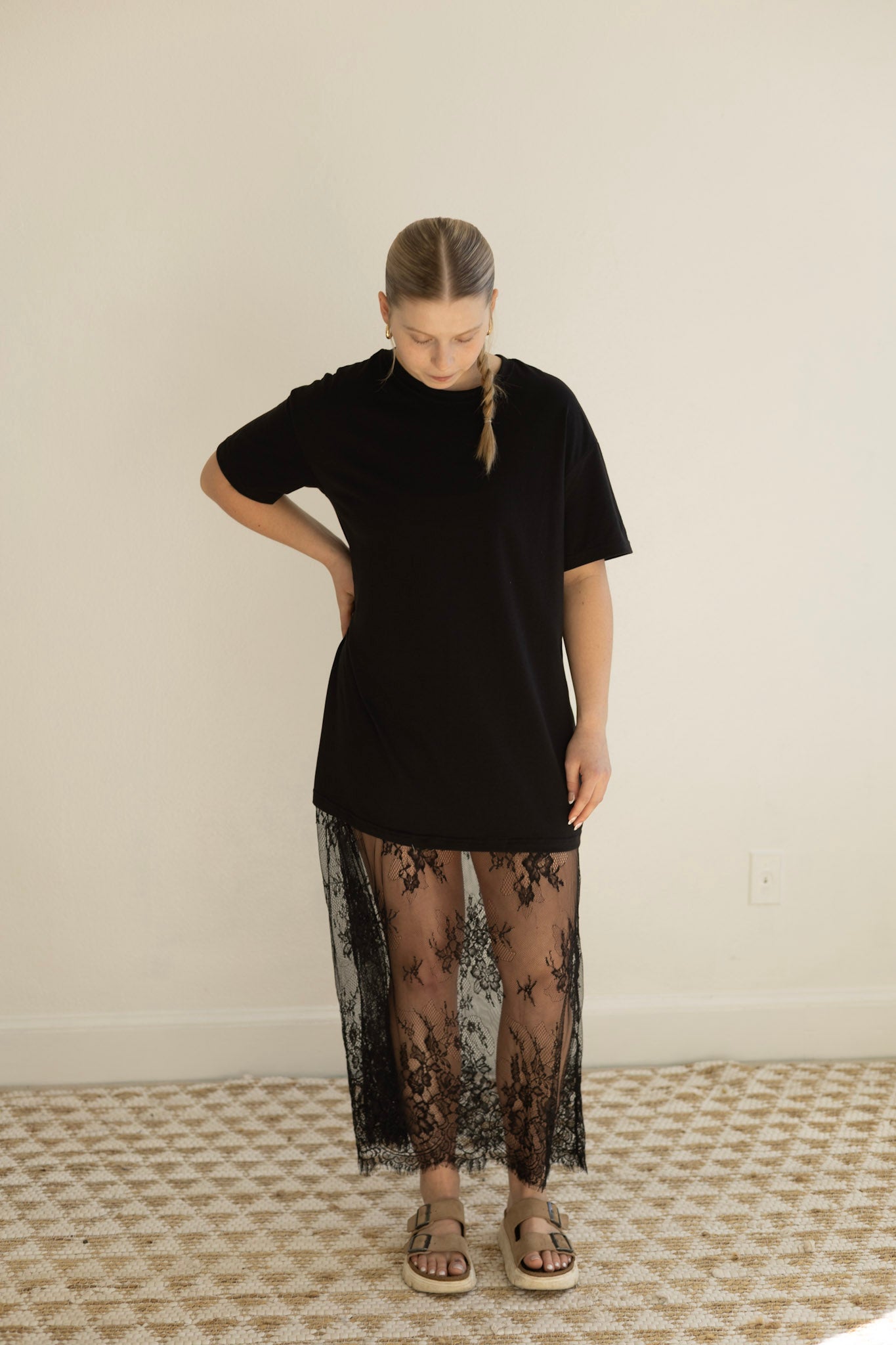Black Floral Lace Maxi Dress