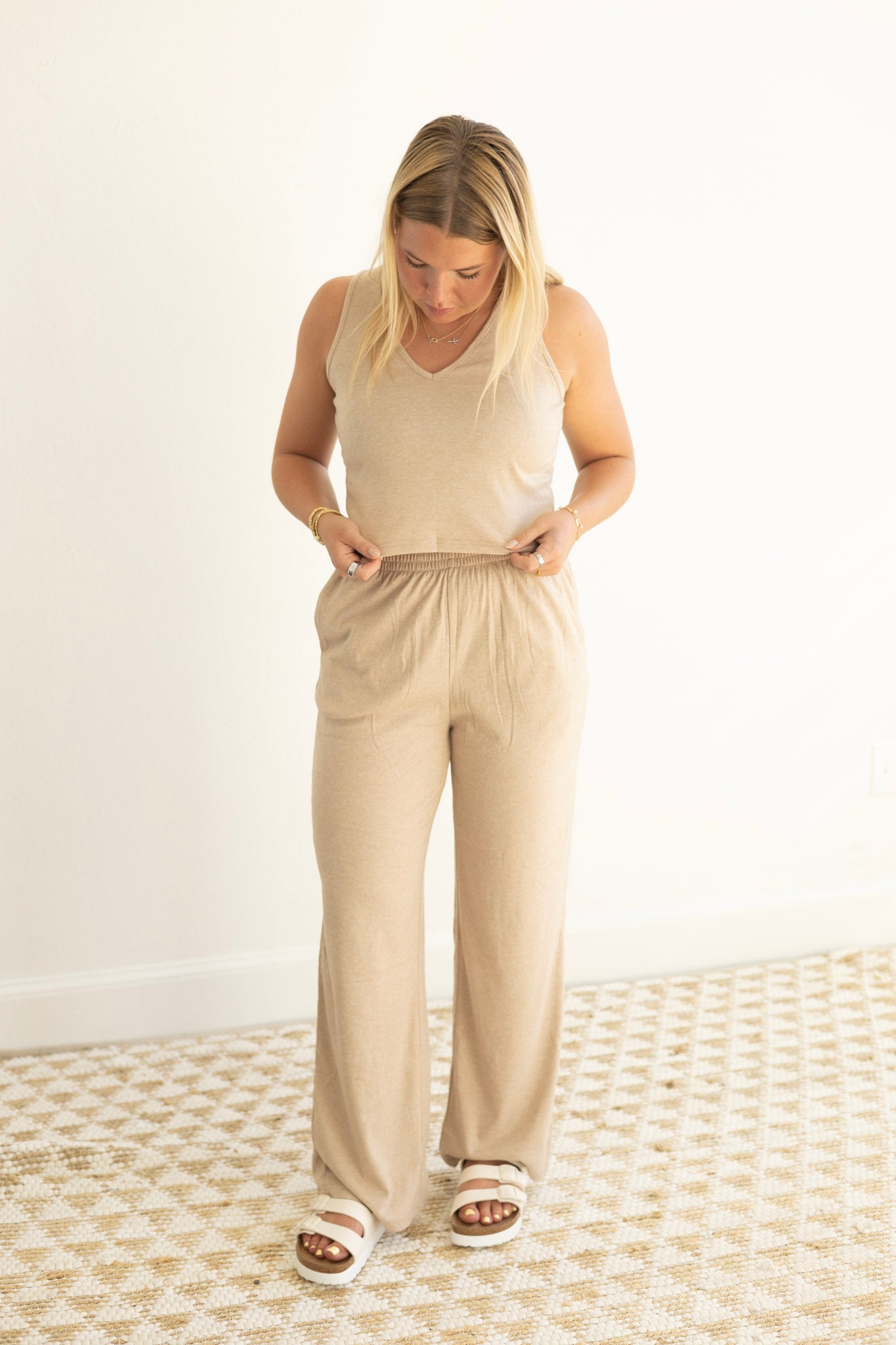 Beige LS Knit Lounge Set