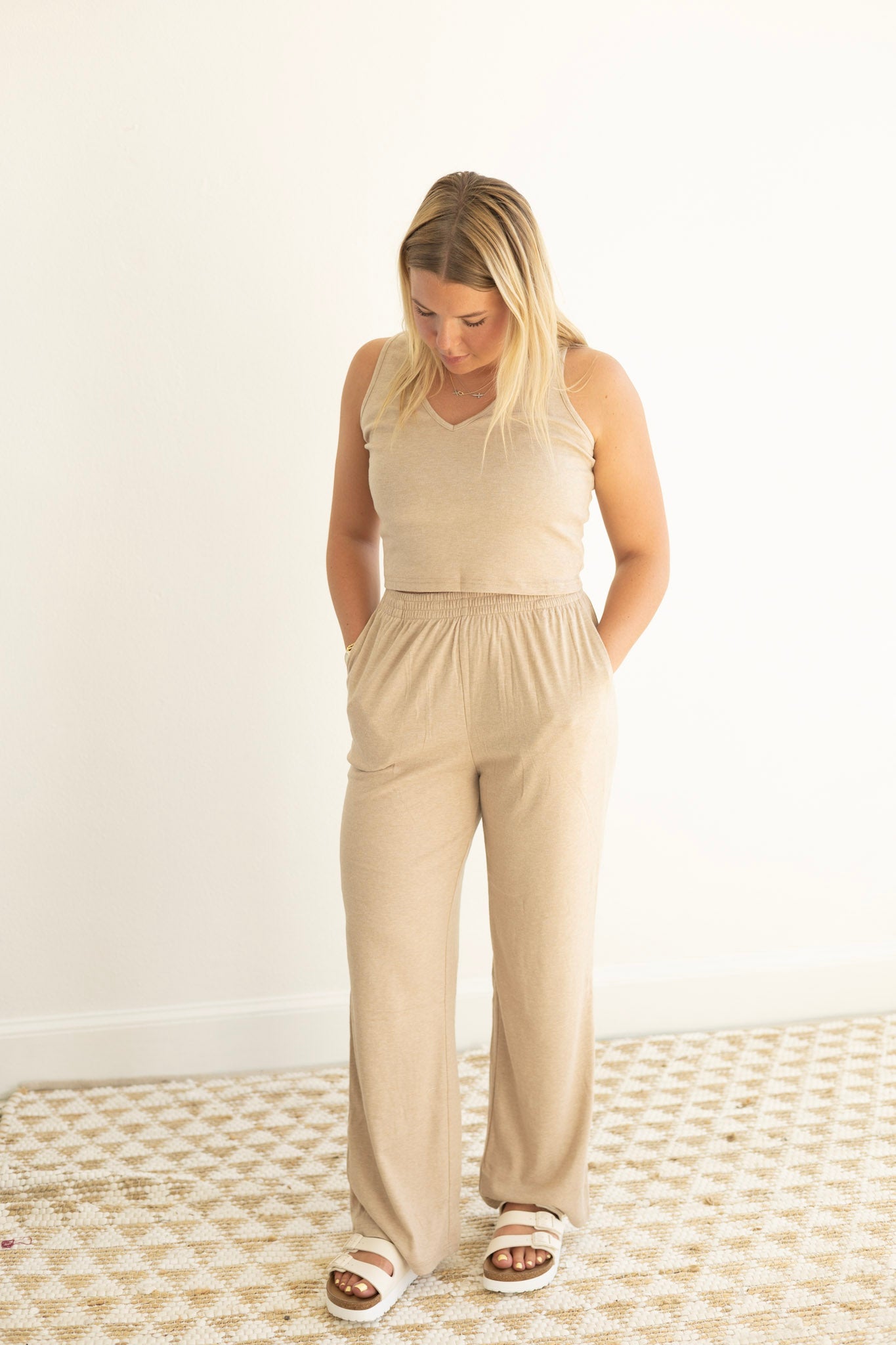 Beige LS Knit Lounge Set