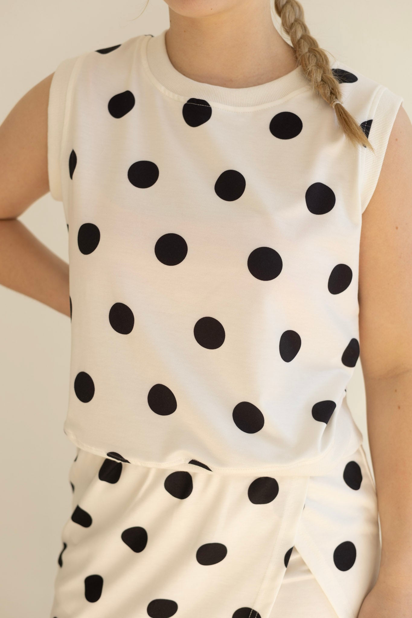 White Polka Dot Mini Skort Set