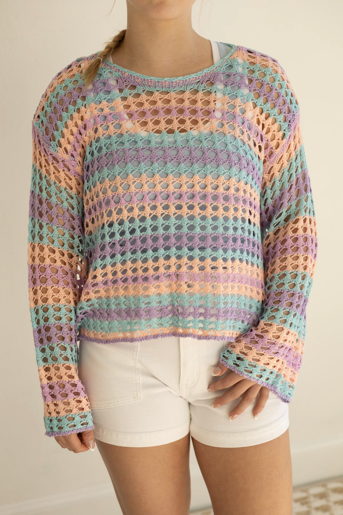 Purple Multi Stripe Knit Sweater